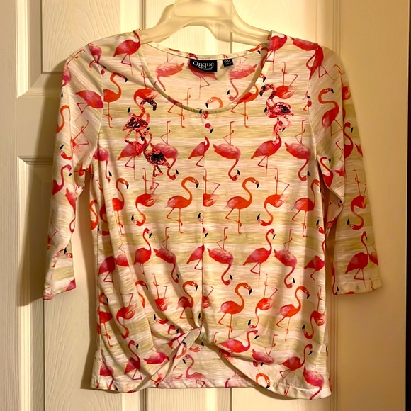 Onque PM flamingo top with sequins - Picture 1 of 4